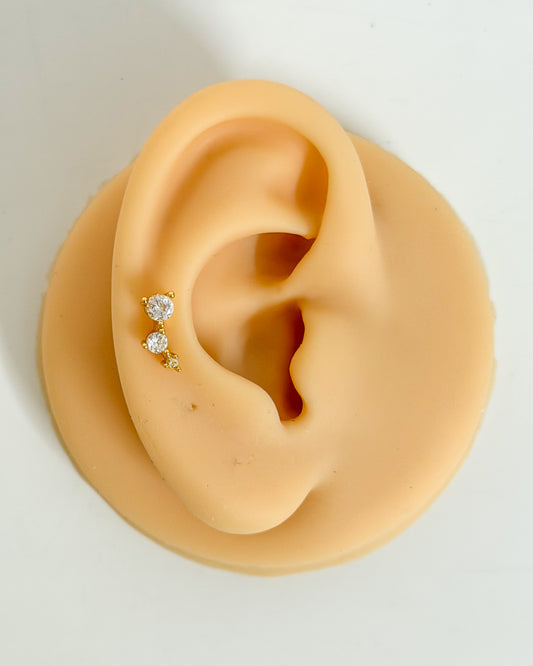 Three Round stone ball back studs
