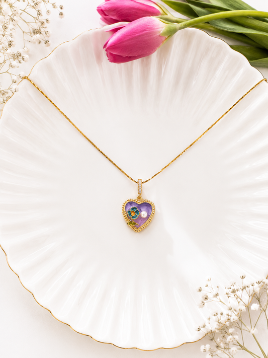 Purple, petal, love necklace
