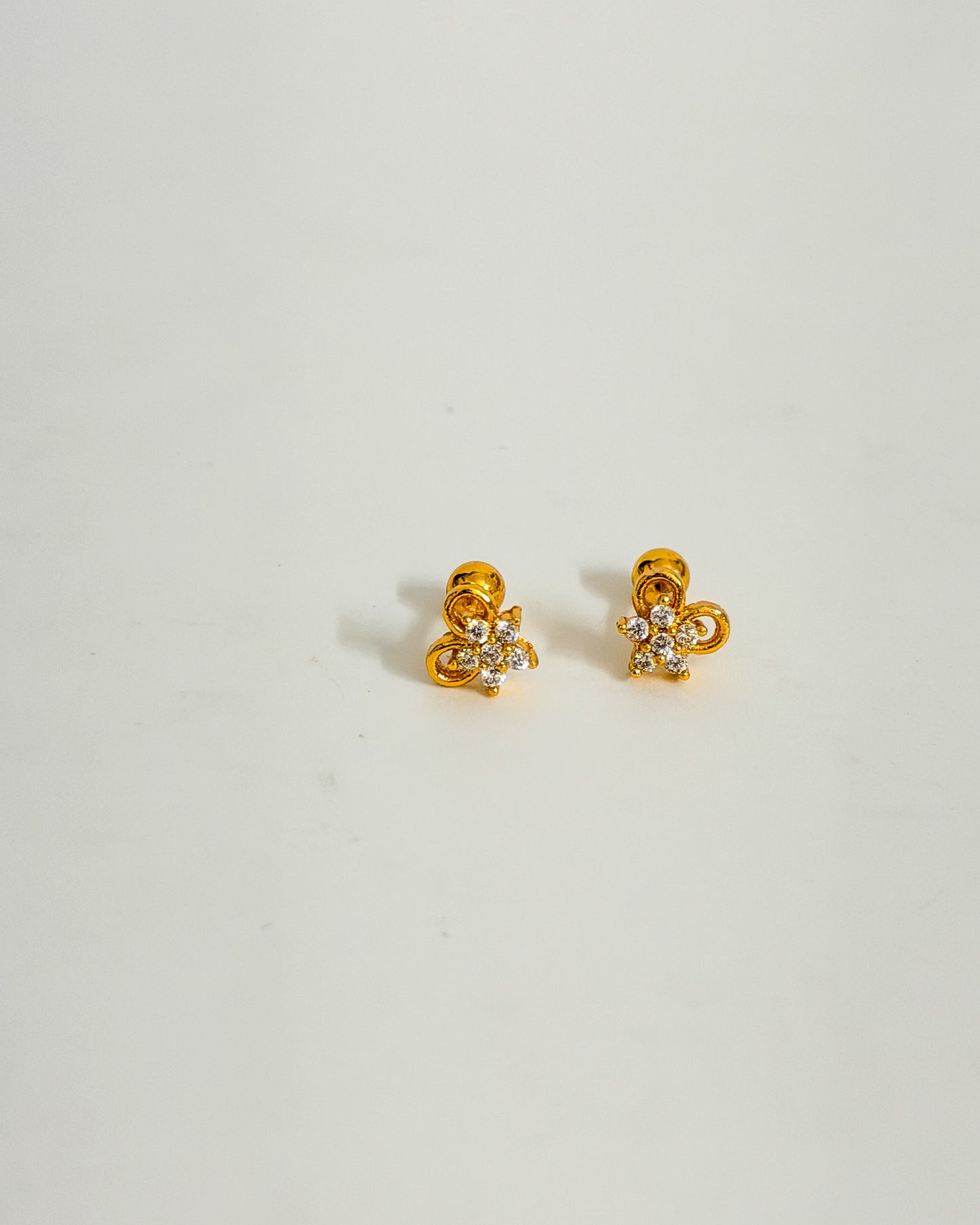 Flower bow ball back studs
