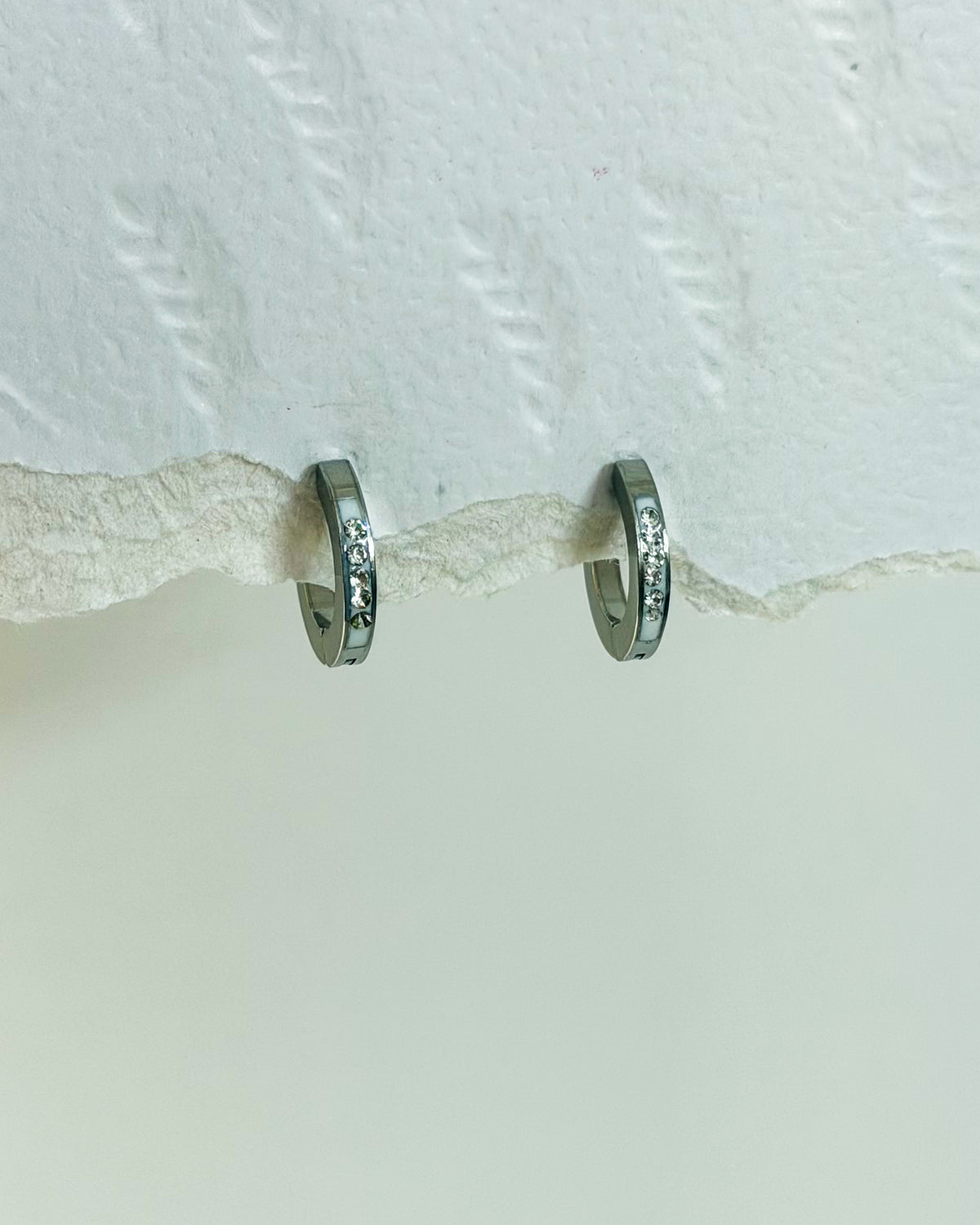Medium silver studded Huggies