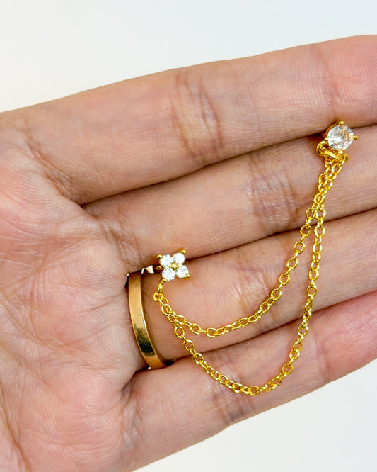 Four petal link chain ball back studs