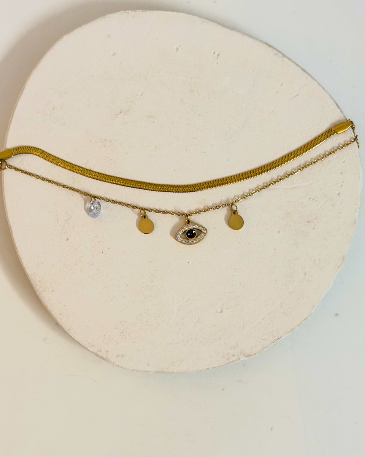 Snake chain with layered evil eye chain bracelet