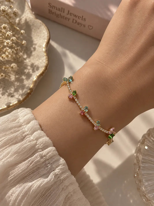 Multicolour butterfly shape tennis bracelet