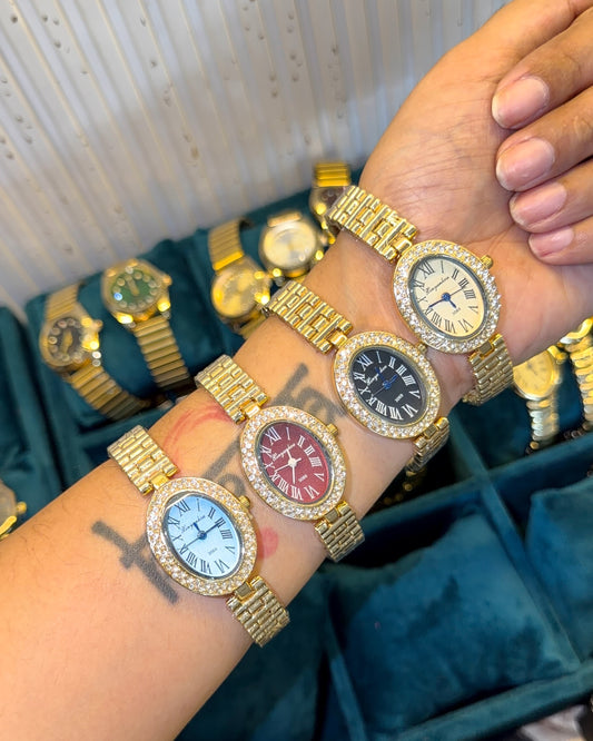 Oval diamond watch