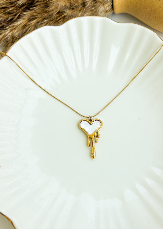 Dripping heart necklace