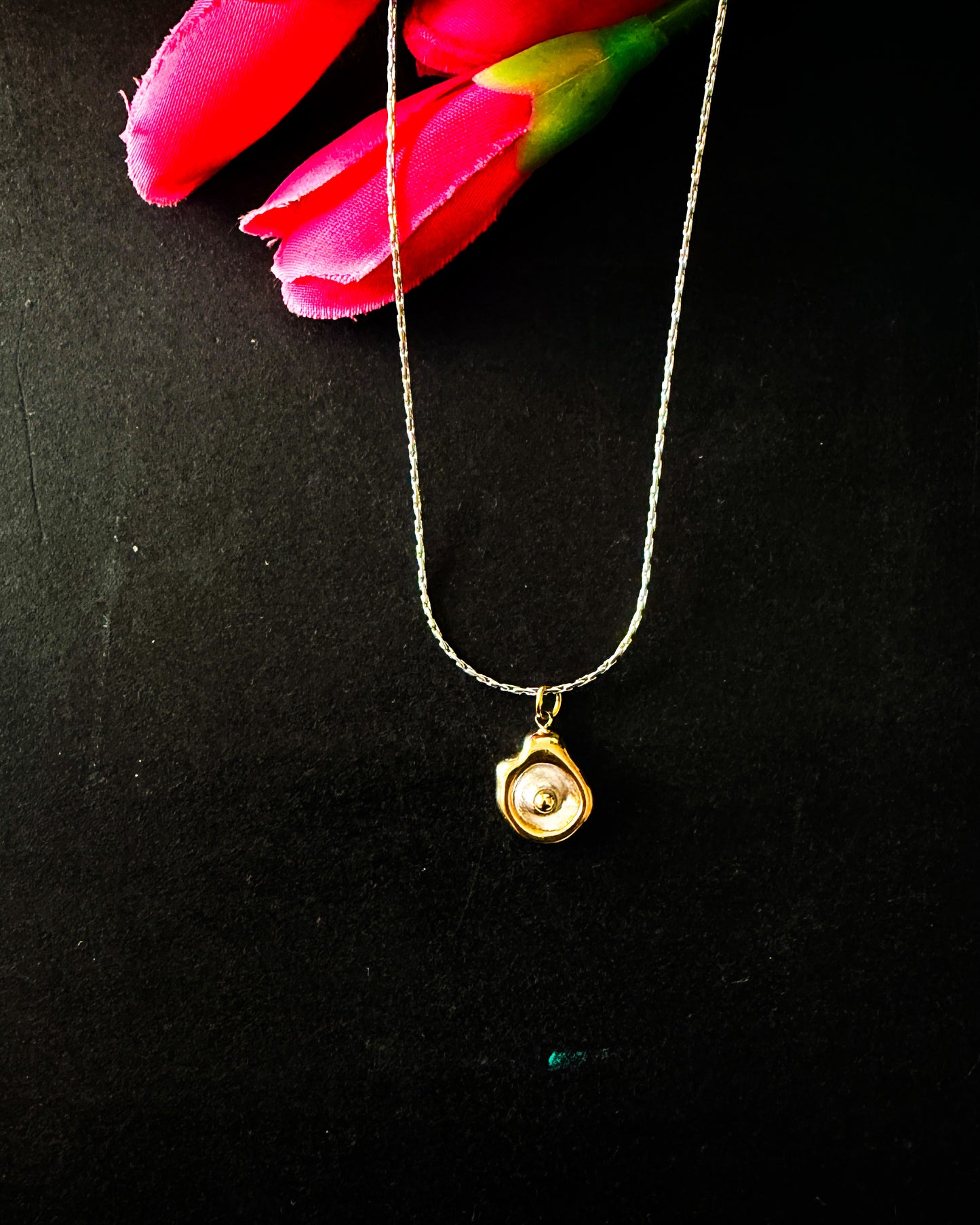 Avocado dual tone necklace