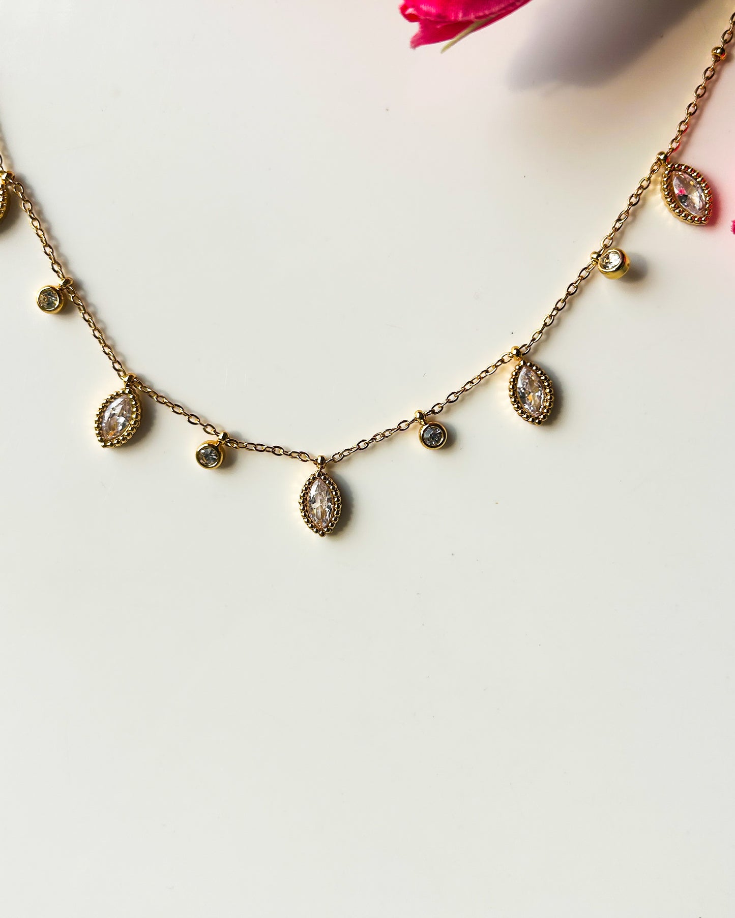Drop stone charm necklace