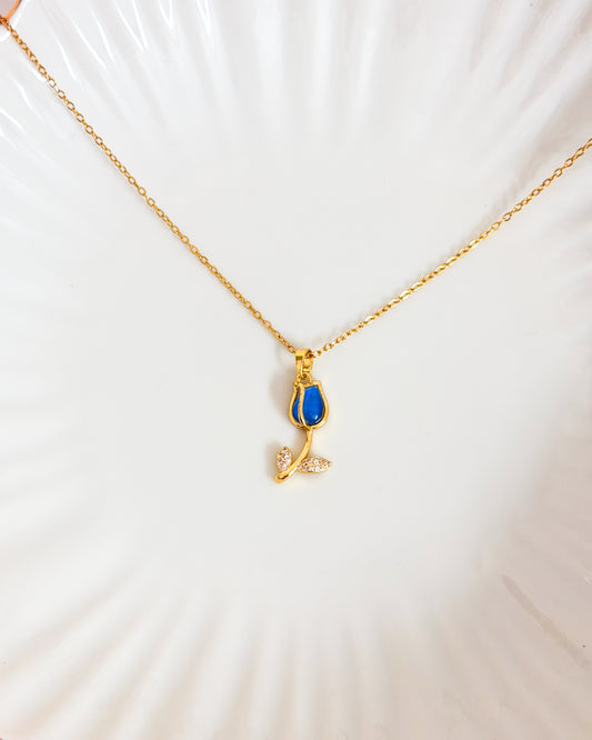 Blue tulip necklace