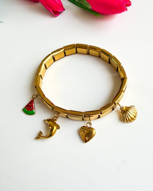 Watermelon and dolphin, Charm Italian Bracelet
