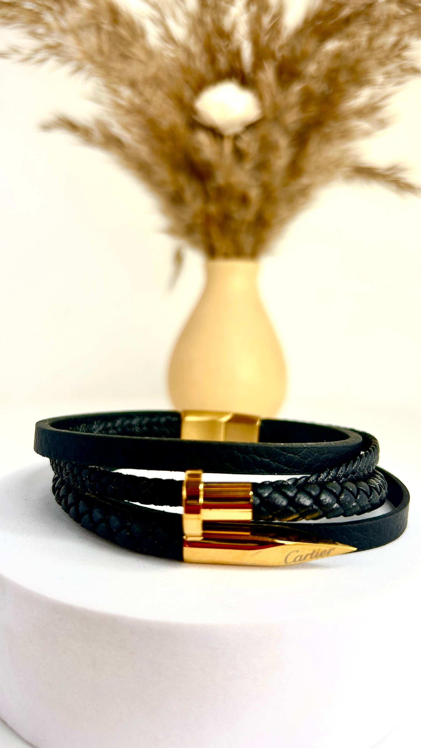 Cartier leather gold bracelet
