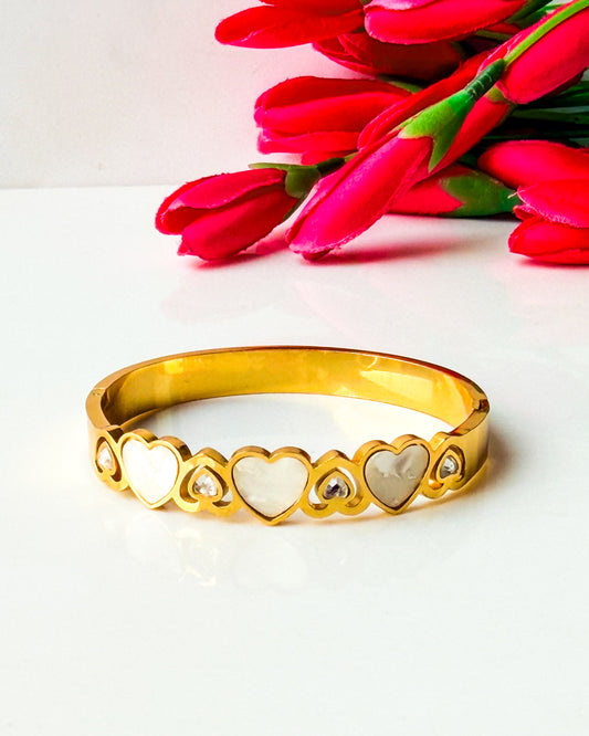 MOP Heart thin wrist / baby size bracelet