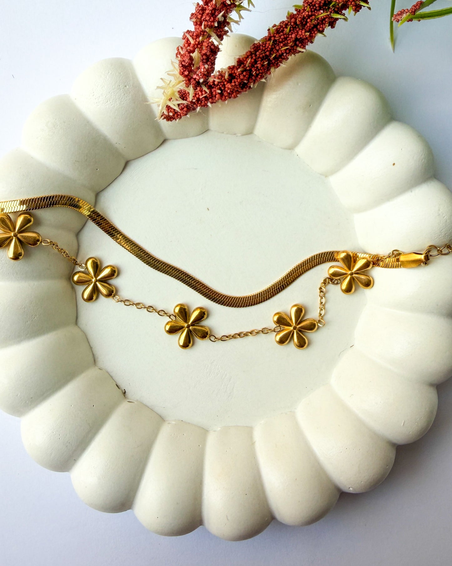 Floral layered bracelet