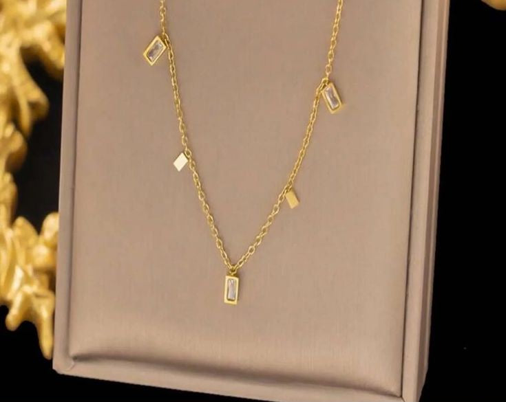 Dainty white stone charm necklace